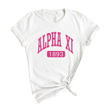 Load image into Gallery viewer, Alpha Xi Delta T-Shirt | AXID Large Established Shirt | Alpha Xi Delta Sorority Gift Idea - Kite and Crest
