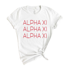 Load image into Gallery viewer, Alpha Xi Delta T-Shirt | AXID Red and Stacked Shirt | Alpha Xi Delta Sorority Gift Idea - Kite and Crest
