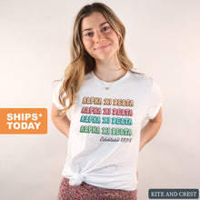 Load image into Gallery viewer, Alpha Xi Delta T-shirt - AXID Stencil Tee - Kite and Crest
