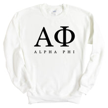 Load image into Gallery viewer, APHI Alpha Phi Block Letter Sorority Crewneck Sweatshirt - Kite and Crest
