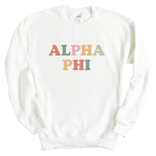 Load image into Gallery viewer, APHI Alpha Phi Bright and Colorful Sorority Crewneck Sweatshirt - Kite and Crest
