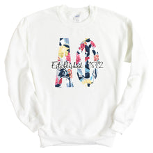 Load image into Gallery viewer, APHI Alpha Phi Floral Block Sorority Crewneck Sweatshirt - Kite and Crest
