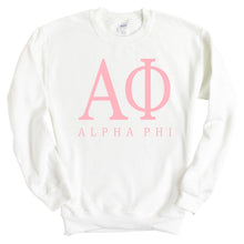 Load image into Gallery viewer, APHI Alpha Phi Pink Letter Sorority Crewneck Sweatshirt - Kite and Crest
