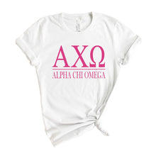 Load image into Gallery viewer, AXO Alpha Chi Omega Big Letters Sorority T-Shirt - Kite and Crest
