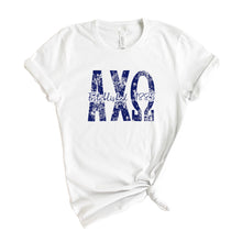 Load image into Gallery viewer, AXO Alpha Chi Omega Blue Floral Sorority T-Shirt - Kite and Crest
