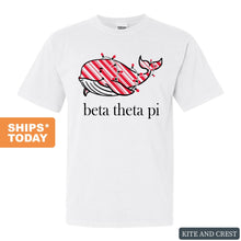 Load image into Gallery viewer, Beta Theta Pi Comfort Colors T-Shirt - Beta Red Whale Shirt - Kite and Crest
