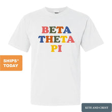 Load image into Gallery viewer, Beta Theta Pi Comfort Colors T-Shirt - Beta Retro Letters Shirt - Kite and Crest
