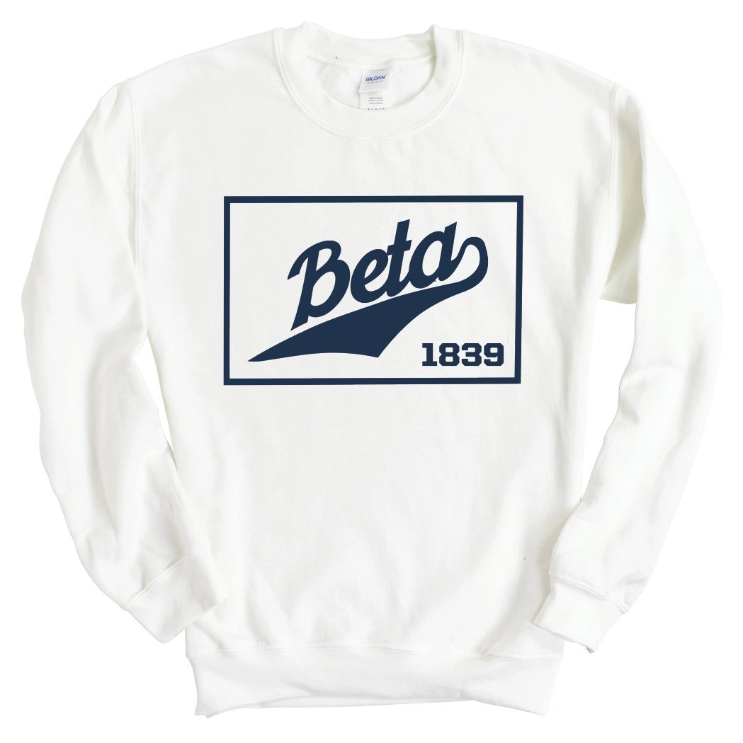 Beta Theta Pi Sweatshirt - Beta Baseball Boxed Crewneck Sweatshirt - Kite and Crest