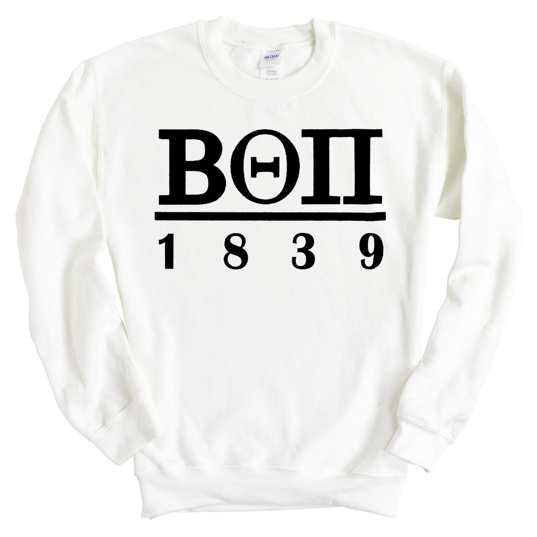 Beta Theta Pi Sweatshirt - Beta Black Letters Crewneck Sweatshirt - Kite and Crest