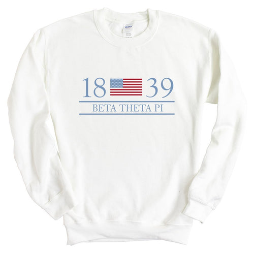 Beta Theta Pi Sweatshirt - Beta Flag Year Crewneck Sweatshirt - Kite and Crest