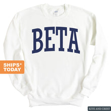 Load image into Gallery viewer, Beta Theta Pi Sweatshirt - Beta Intrinsic Lettered Crewneck Sweatshirt - Kite and Crest
