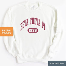 Load image into Gallery viewer, Beta Theta Pi Sweatshirt - Beta Large Athletic Crewneck Sweatshirt - Kite and Crest
