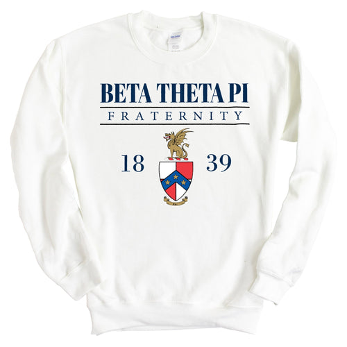 Beta Theta Pi Sweatshirt - Beta Large Crest Crewneck Sweatshirt - Kite and Crest