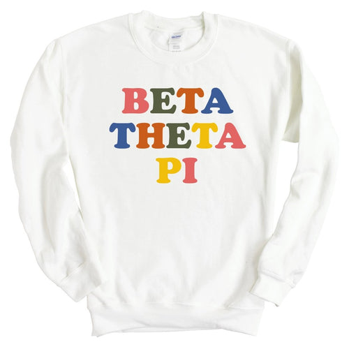 Beta Theta Pi Sweatshirt - Beta Retro Letters Crewneck Sweatshirt - Kite and Crest