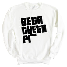 Load image into Gallery viewer, Beta Theta Pi Sweatshirt - Beta Stacked Letters Crewneck Sweatshirt - Kite and Crest
