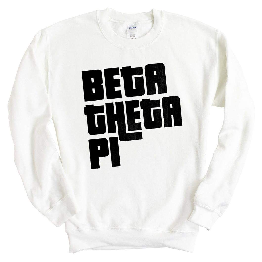 Beta Theta Pi Sweatshirt - Beta Stacked Letters Crewneck Sweatshirt - Kite and Crest