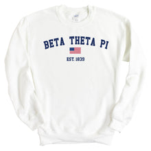 Load image into Gallery viewer, Beta Theta Pi Sweatshirt - Beta USA Flag Crewneck Sweatshirt - Kite and Crest
