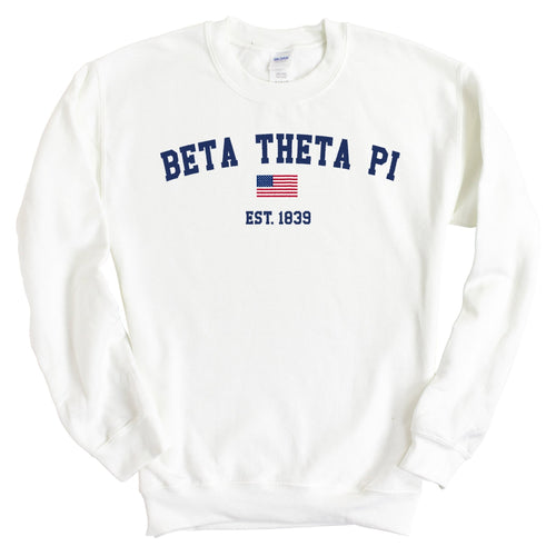 Beta Theta Pi Sweatshirt - Beta USA Flag Crewneck Sweatshirt - Kite and Crest