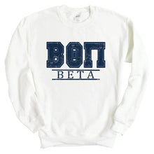 Load image into Gallery viewer, Beta Theta Pi Sweatshirt - Beta Washed Letters Crewneck Sweatshirt - Kite and Crest
