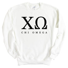 Load image into Gallery viewer, Chi O Chi Omega Block Letter Sorority Crewneck Sweatshirt - Kite and Crest
