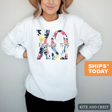 Load image into Gallery viewer, Chi Omega Floral Block Sorority Crewneck Sweatshirt - Kite and Crest
