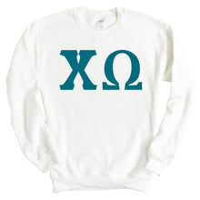 Load image into Gallery viewer, Chi Omega Sweatshirt | Chi O Basic Large Letters Crewneck Sweatshirt | Chi Omega Sorority Gift Idea - Kite and Crest
