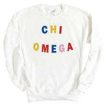 Load image into Gallery viewer, Chi Omega Sweatshirt | Chi O Circular Colorful Crewneck Sweatshirt | Chi Omega Sorority Gift Idea - Kite and Crest
