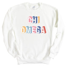 Load image into Gallery viewer, Chi Omega Sweatshirt | Chi O Retro Crewneck Sweatshirt | Chi Omega Sorority Gift Idea - Kite and Crest
