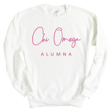 Load image into Gallery viewer, Chi Omega Sweatshirt | Chi O Vintage Alumna Crewneck Sweatshirt | Chi Omega Sorority Gift Idea - Kite and Crest

