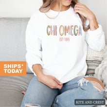 Load image into Gallery viewer, Chi Omega Sweatshirt - CHIO Cooper Crewneck Sweatshirt - Kite and Crest
