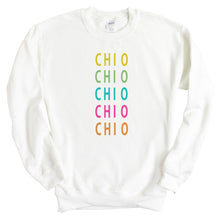 Load image into Gallery viewer, Chi Omega Sweatshirt - CHIO Modern Stacked Crewneck Sweatshirt - Kite and Crest
