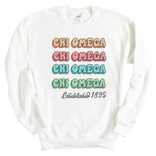 Load image into Gallery viewer, Chi Omega Sweatshirt - CHIO Stencil Crewneck Sweatshirt - Kite and Crest
