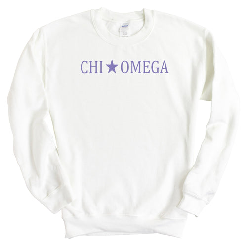 Chi Omega Sweatshirt - CHIO Straight Star Crewneck Sweatshirt - Kite and Crest