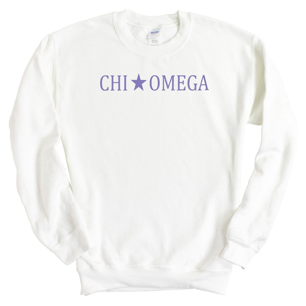 Chi Omega Sweatshirt - CHIO Straight Star Crewneck Sweatshirt - Kite and Crest