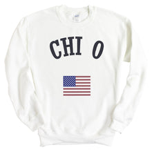 Load image into Gallery viewer, Chi Omega Sweatshirt - CHIO USA Crewneck Sweatshirt - Kite and Crest
