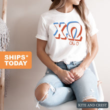 Load image into Gallery viewer, Chi Omega T-shirt - Chi O American Colored Tee - Kite and Crest
