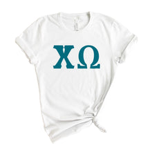 Load image into Gallery viewer, Chi Omega T-Shirt | CHI O Basic Large Letters Shirt | Chi Omega Sorority Gift Idea - Kite and Crest
