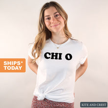 Load image into Gallery viewer, Chi Omega T-shirt - Chi O Block Name Tee - Kite and Crest
