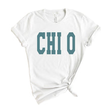 Load image into Gallery viewer, Chi Omega T-shirt - Chi O Blue Retro Tee - Kite and Crest
