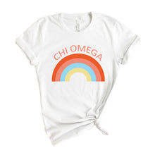 Load image into Gallery viewer, Chi Omega T-shirt - Chi O Colorful Rainbow Tee - Kite and Crest
