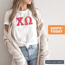 Load image into Gallery viewer, Chi Omega T-shirt - Chi O Cute Letters Tee - Kite and Crest
