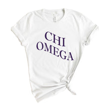 Load image into Gallery viewer, Chi Omega T-Shirt | CHI O Large and Wavy Letters Shirt | Chi Omega Sorority Gift Idea - Kite and Crest
