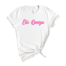 Load image into Gallery viewer, Chi Omega T-Shirt | CHI O Neon Pink Colored Shirt | Chi Omega Sorority Gift Idea - Kite and Crest
