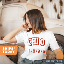 Load image into Gallery viewer, Chi Omega T-shirt - Chi O Red Arch Tee - Kite and Crest
