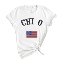 Load image into Gallery viewer, Chi Omega T-shirt - Chi O USA Tee - Kite and Crest
