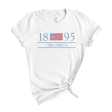 Load image into Gallery viewer, Chi Omega T-shirt - Chi O Year and Flag Tee - Kite and Crest
