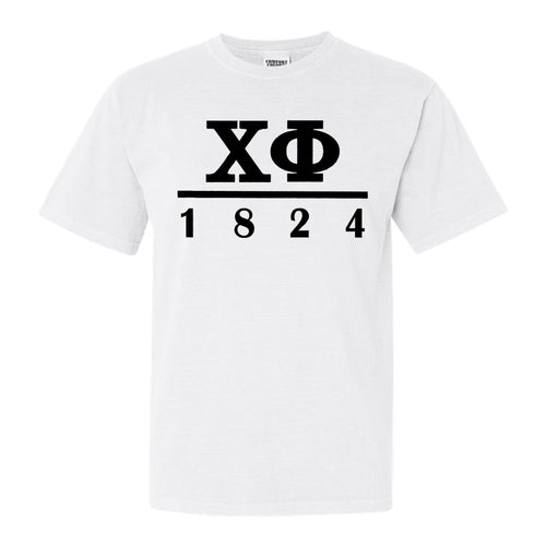 Chi Phi Comfort Colors T-Shirt - Chi Phi Black Letters Shirt - Kite and Crest