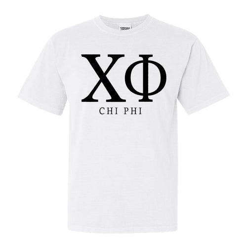 Chi Phi Comfort Colors T-Shirt - Chi Phi Block Letter Shirt - Kite and Crest
