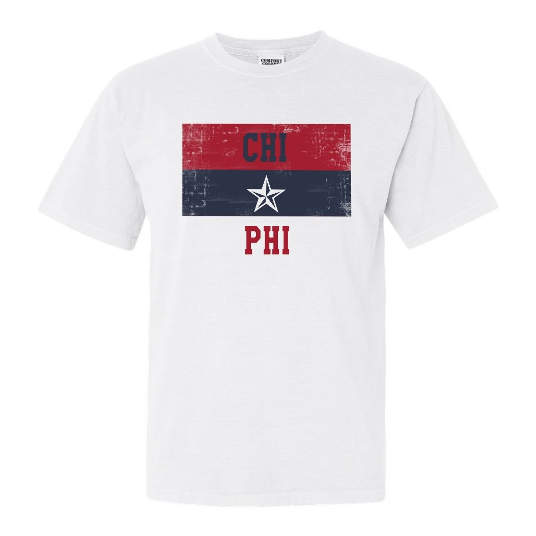 Chi Phi Comfort Colors T-Shirt - Chi Phi Colorful Stripe Shirt - Kite and Crest