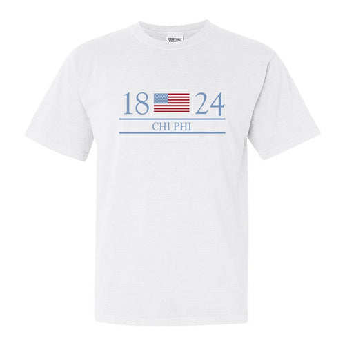 Chi Phi Comfort Colors T-Shirt - Chi Phi Flag Year Shirt - Kite and Crest